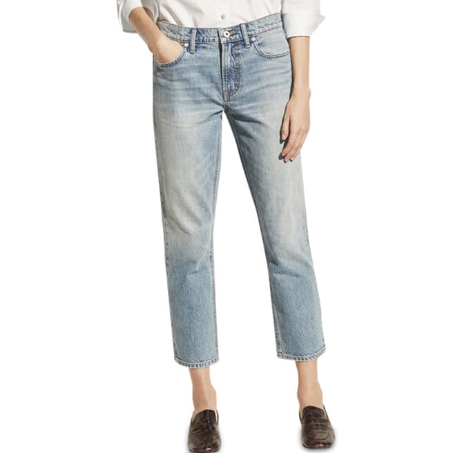 Vince Blue Tomboy Tapered Cotton Jeans