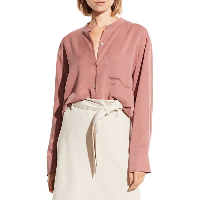 Vince Pink Relaxed Band Collar Blouse
