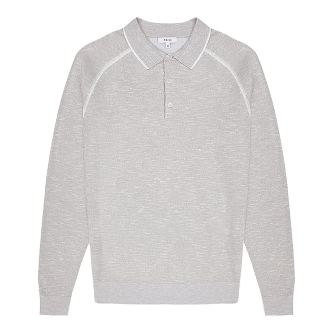 Reiss Grey Earlsfield Long Sleeve Polo Shirt