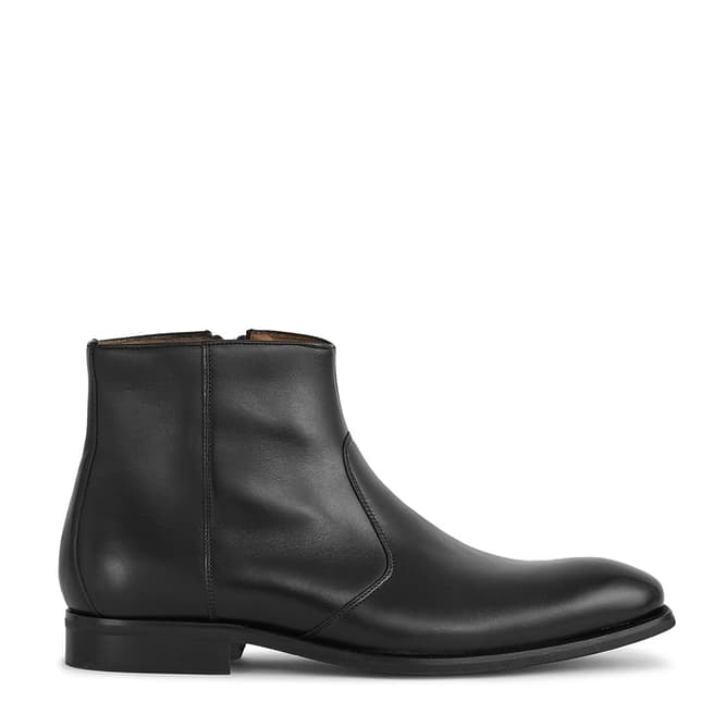 Reiss Black Archie Zip Up Leather Boots
