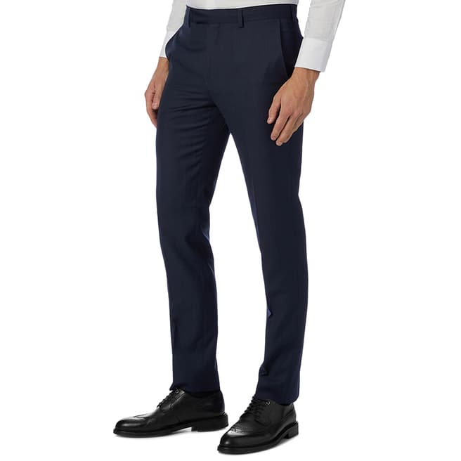 Reiss Navy Capri Wool Blend Slim Suit Trousers