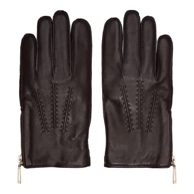 Reiss Dark Brown Rothdale Leather Gloves