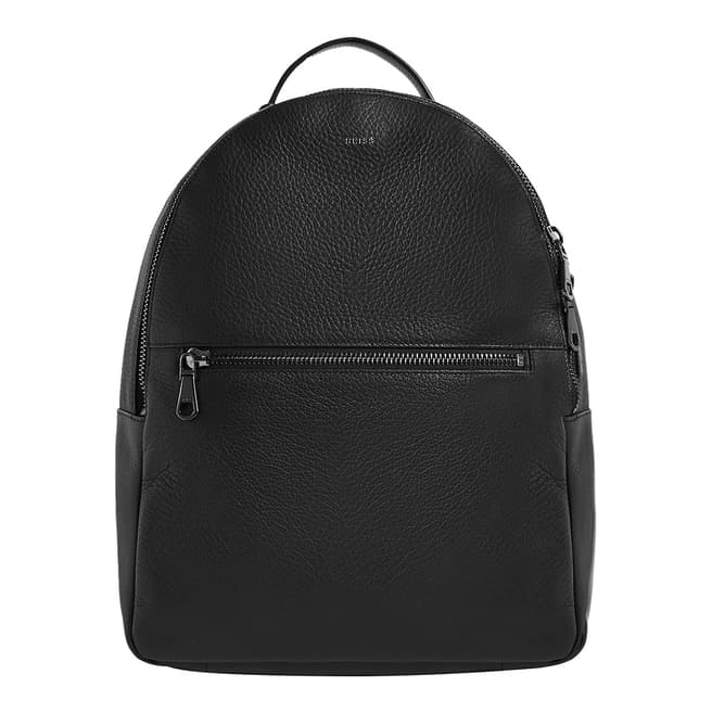 Reiss Black Grayson Leather Backpack