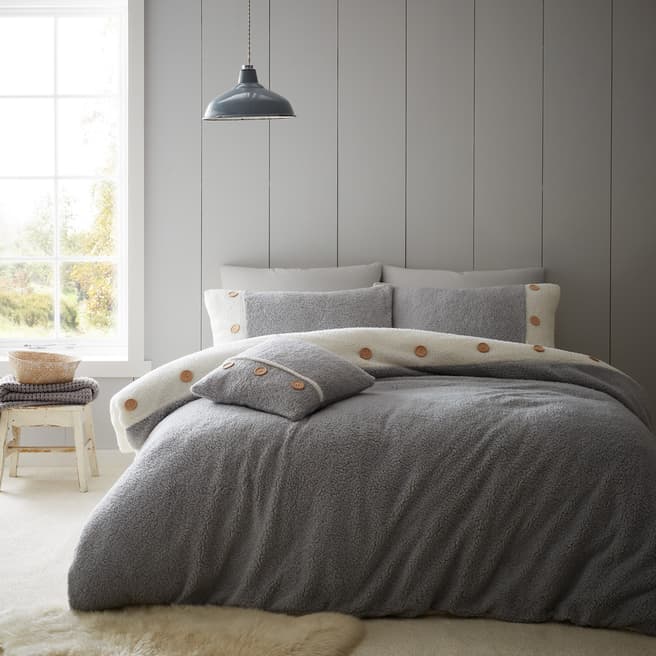 Catherine Lansfield So Soft 2 Tone Double Duvet Cover Set, Grey