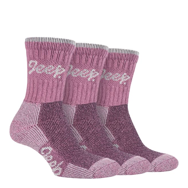 Jeep Pink 3 Pack Cotton Rich Luxury Boot Sock