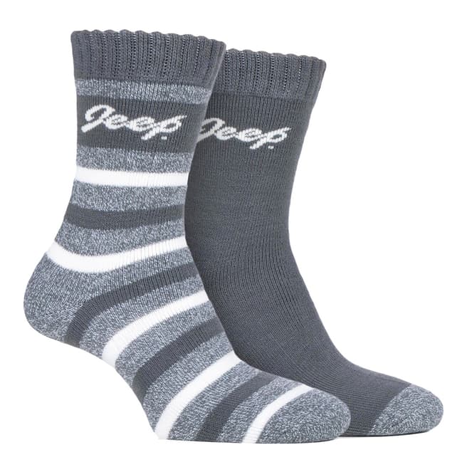 Jeep Grey 2 Pack Jeep  Brushed Thermal Boot Sock