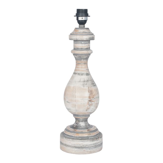 Pacific Life Antique Grey Turned Wood Table Lamp