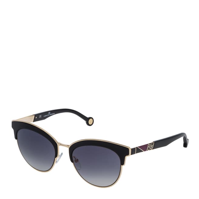 Carolina Herrera Rose Gold Black Round Sunglasses