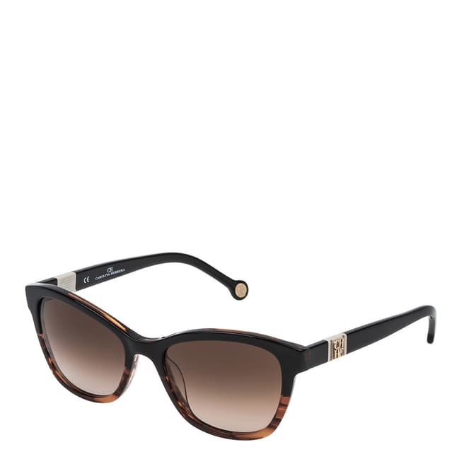Carolina Herrera Black Brown Gradient Stripe Square Sunglasses