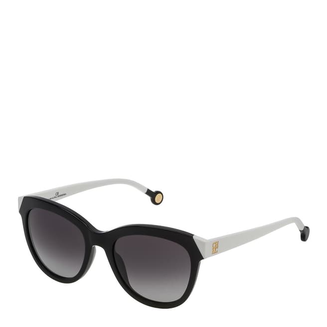 Carolina Herrera Shiny Black Round Sunglasses