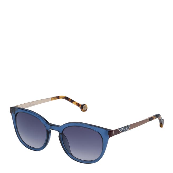 Carolina Herrera Blue Transparent Round Sunglasses