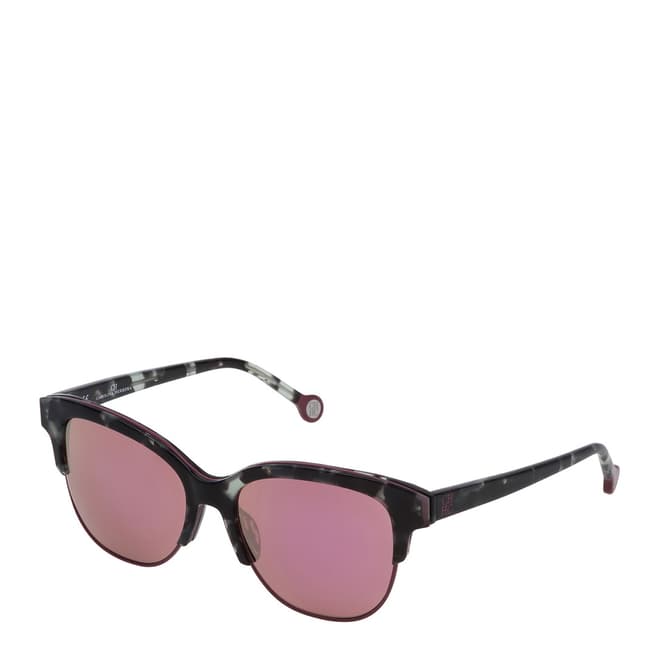 Carolina Herrera Grey Tortoiseshell Square Sunglasses