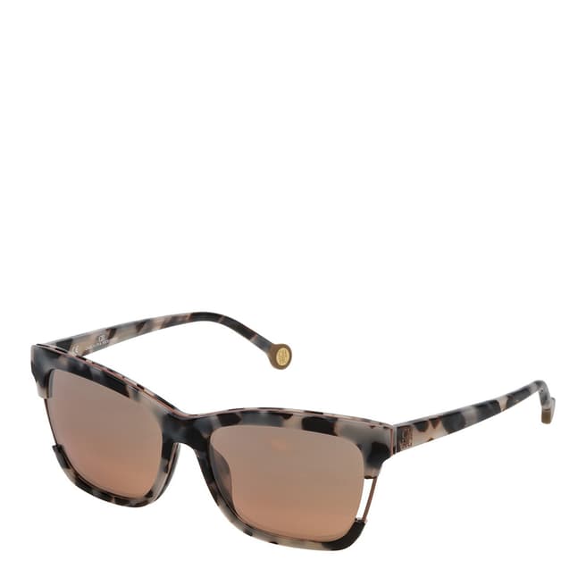 Carolina Herrera Black White Tortoiseshell Square Sunglasses
