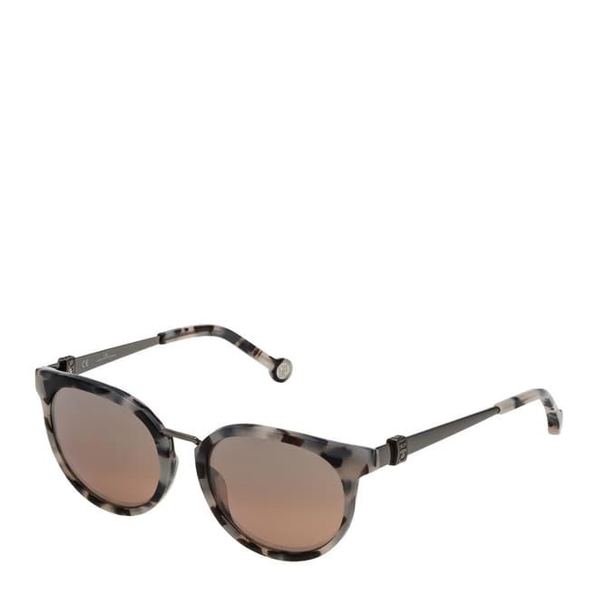 Carolina Herrera Black White Tortoiseshell Round Sunglasses
