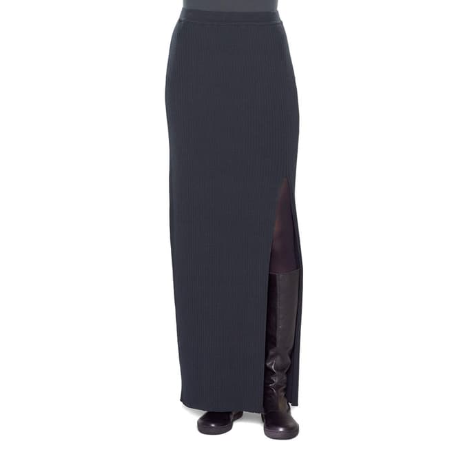 SARAH PACINI Navy Front Slit Long Skirt