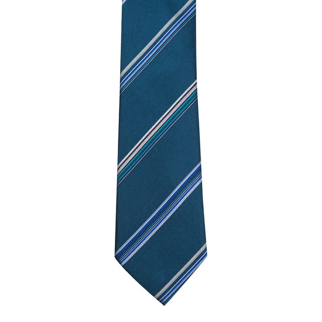 PAUL SMITH Petrol Blue Stripe Narrow Tie 6cm