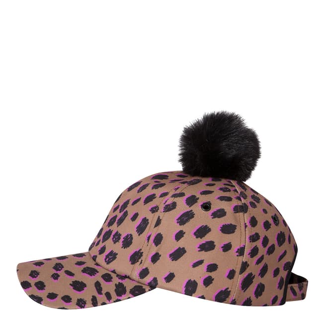 PAUL SMITH Brown Pink Leopard Pom Cap