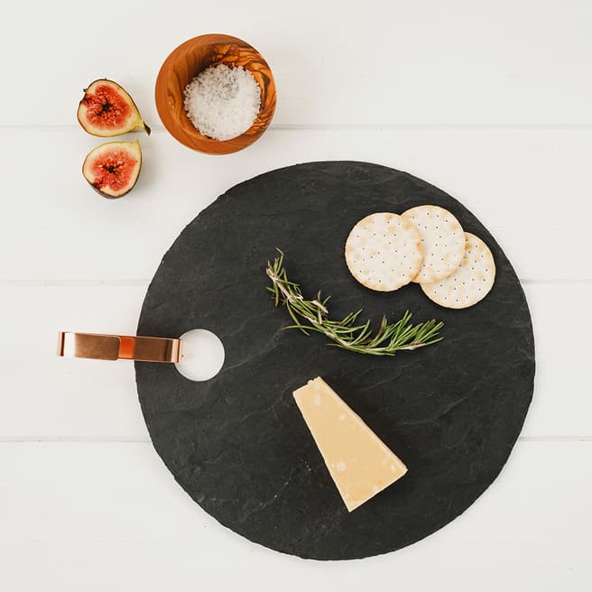 Just Slate Round Hanging Serving Board with Copper Hook