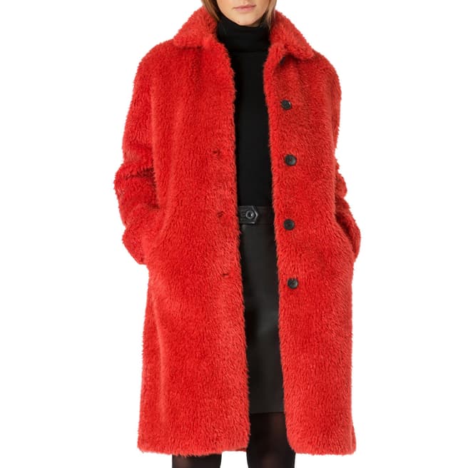 PAUL SMITH Red Faux Fur Coat