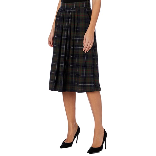 PAUL SMITH Multi Check Pleated Wool Blend Skirt