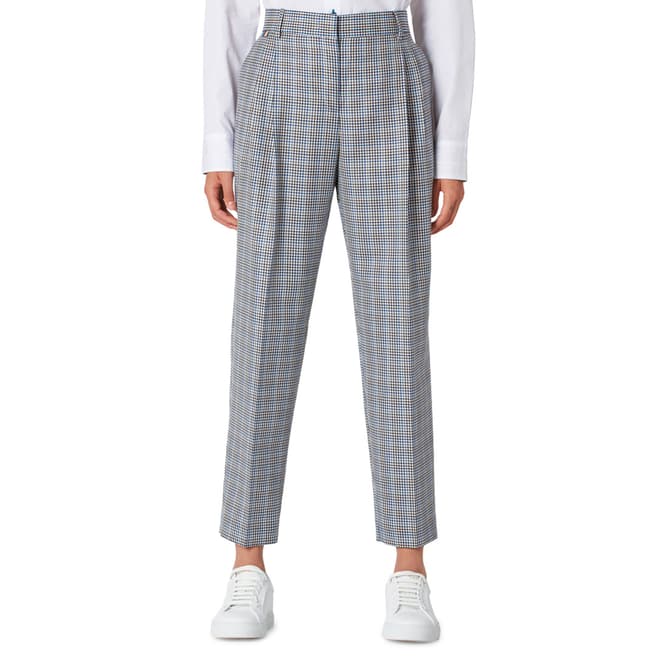 PAUL SMITH Blue Check Wool/Silk Blend Trousers