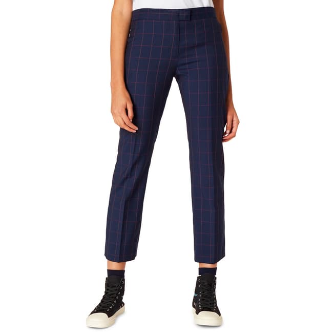 PAUL SMITH Navy Check Wool Trousers