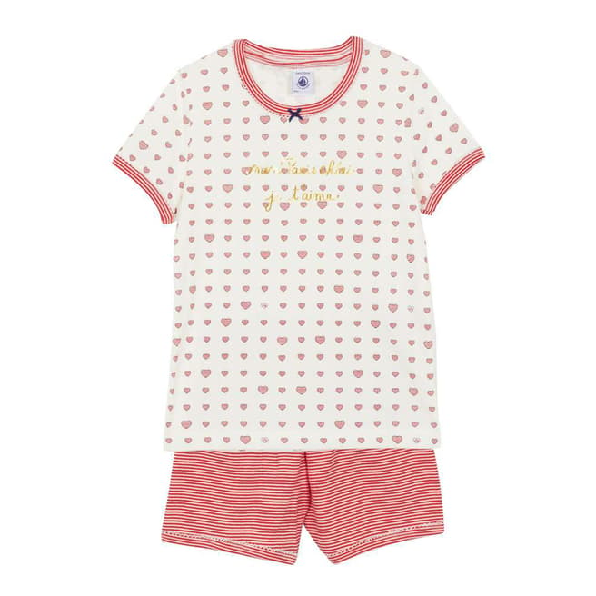 Petit Bateau Girl's Pink Ribbed Short Pyjamas