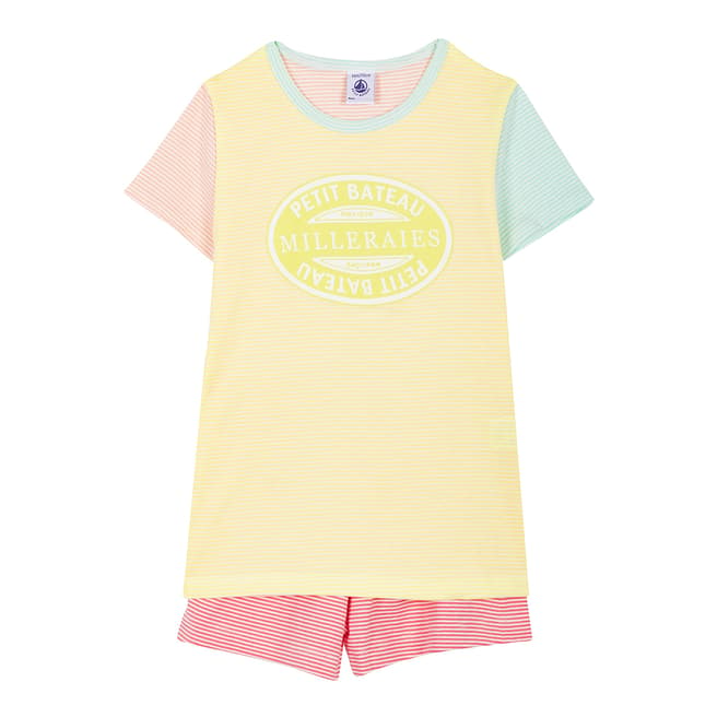 Petit Bateau Girl's Yellow Multicolour Striped Pyjamas