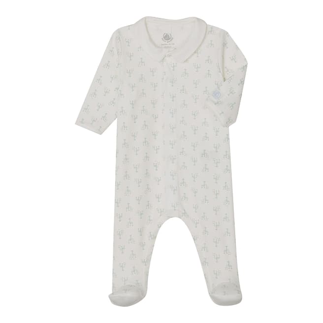 Petit Bateau Baby Boy's Grey Ribbed Sleepsuit