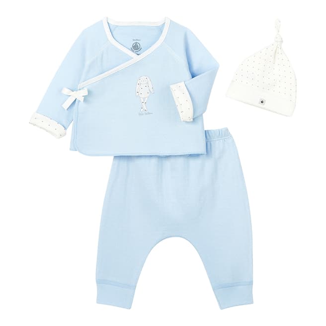 Petit Bateau Baby Boy's Blue Tube-Knit Gift Set