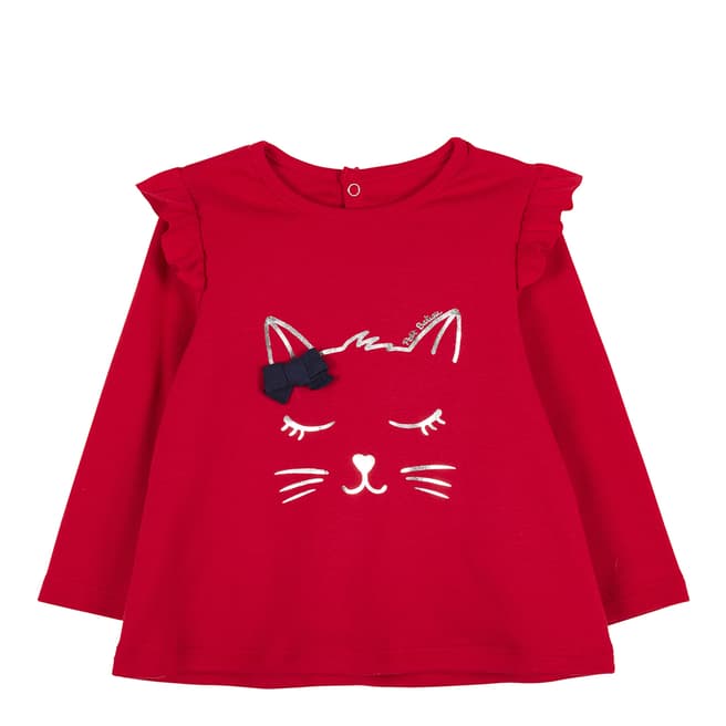 Petit Bateau Baby Girl's Red Long-Sleeved Blouse