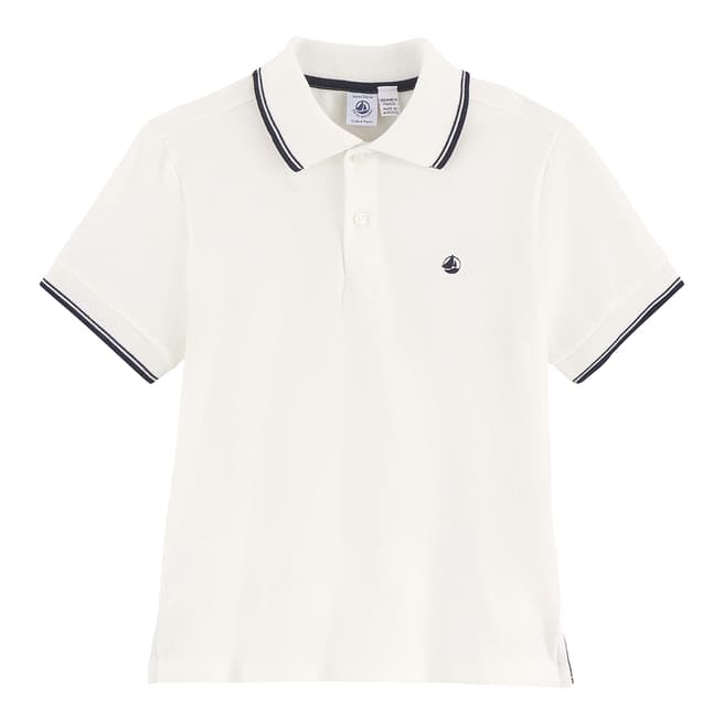 Petit Bateau Boy's White Short-Sleeved Polo Shirt