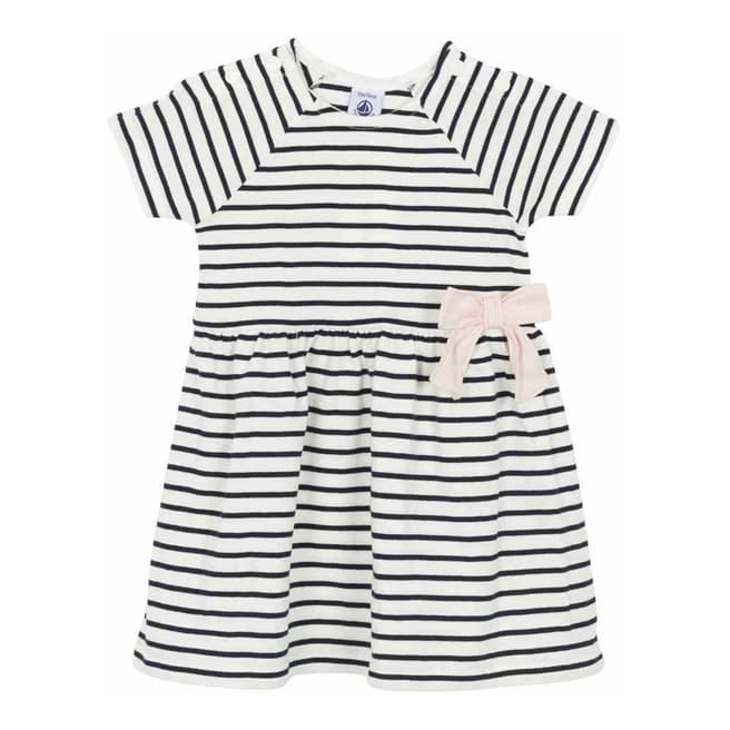 Petit Bateau Baby Girl's Blue Striped Short-Sleeved Dress