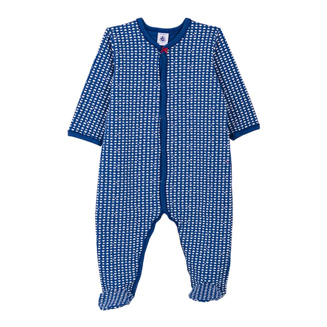 Petit Bateau Baby Girl's Blue Tube Knit Sleepsuit