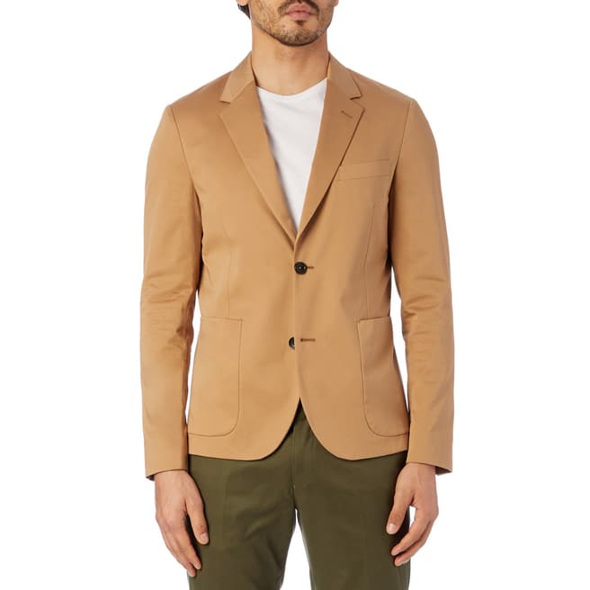 PAUL SMITH Camel Unlined Cotton Stretch Jacket