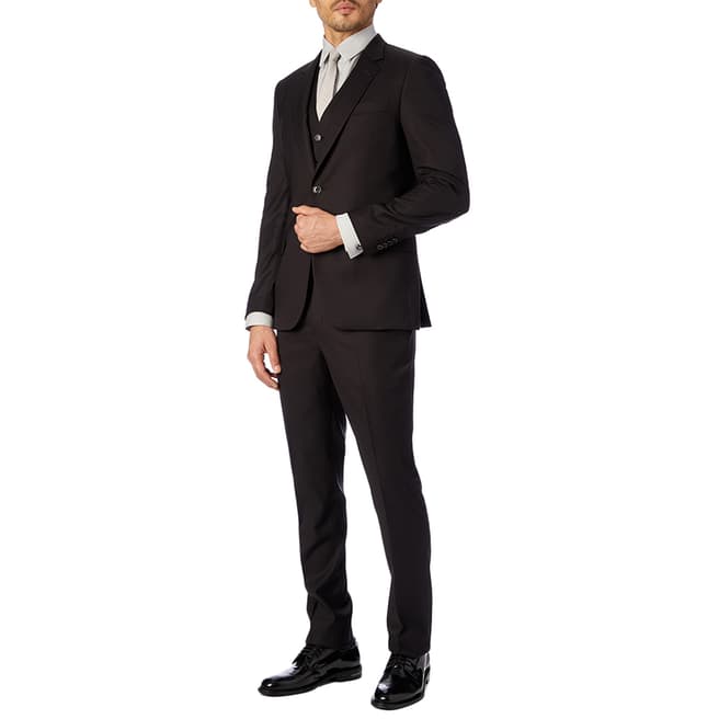 PAUL SMITH Black Tailored Fit 3 Piece Wool Suit