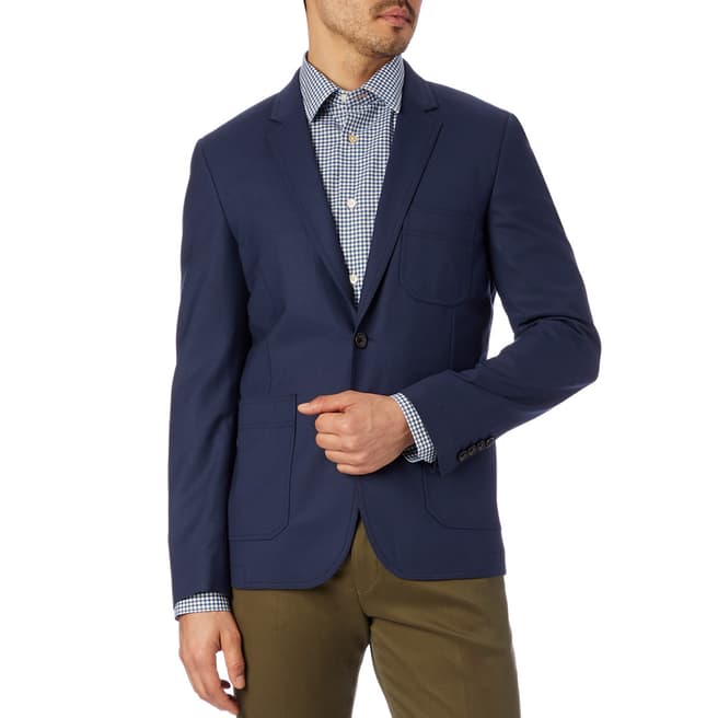 PAUL SMITH Navy Buggy Lined Wool Jacket