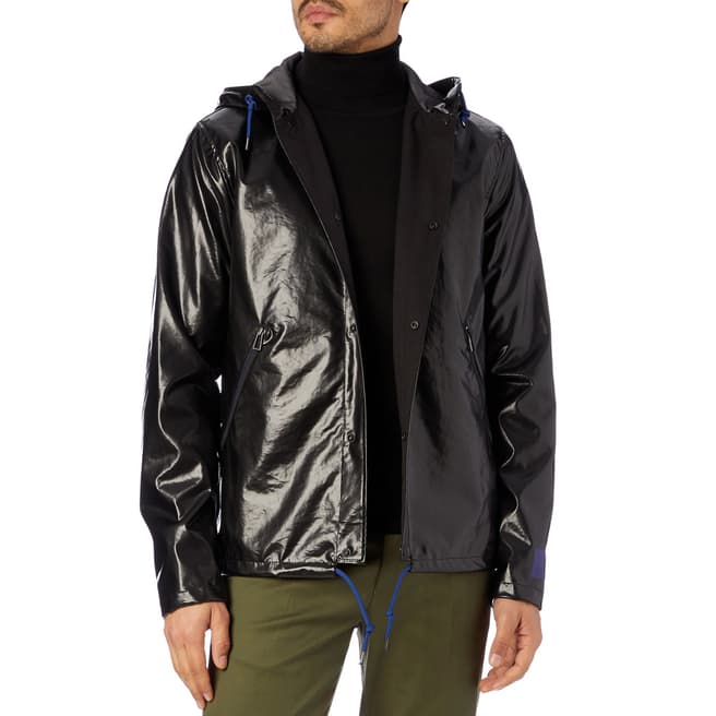 PAUL SMITH Black Hooded Patent Jacket