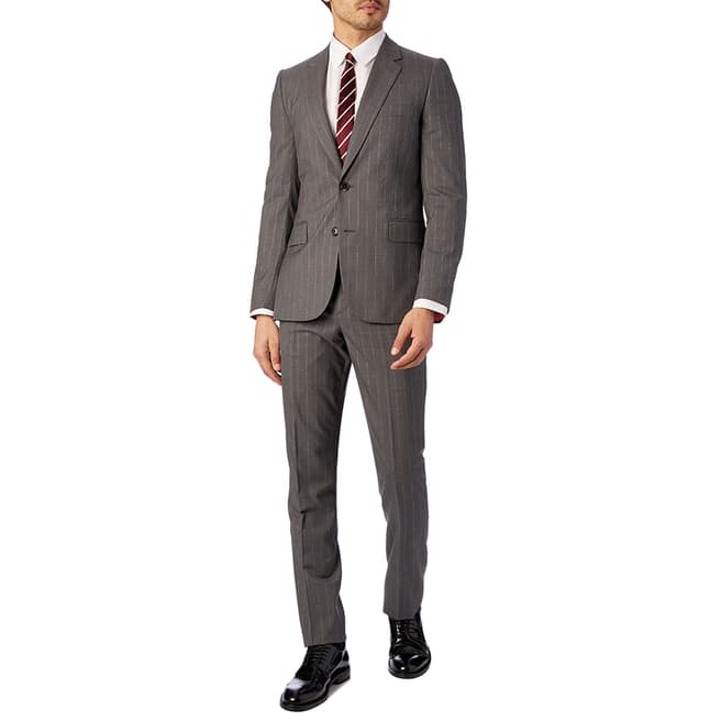 PAUL SMITH Grey Tailored Fit Stripe Wool Suit