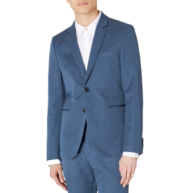 PAUL SMITH Blue Buggy Lined Cotton Blend Jacket