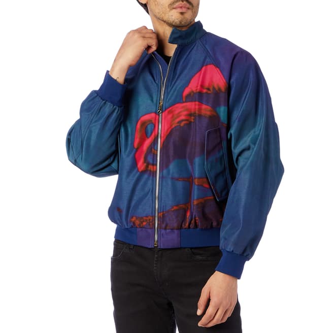 PAUL SMITH Blue Printed Bomber Jackets