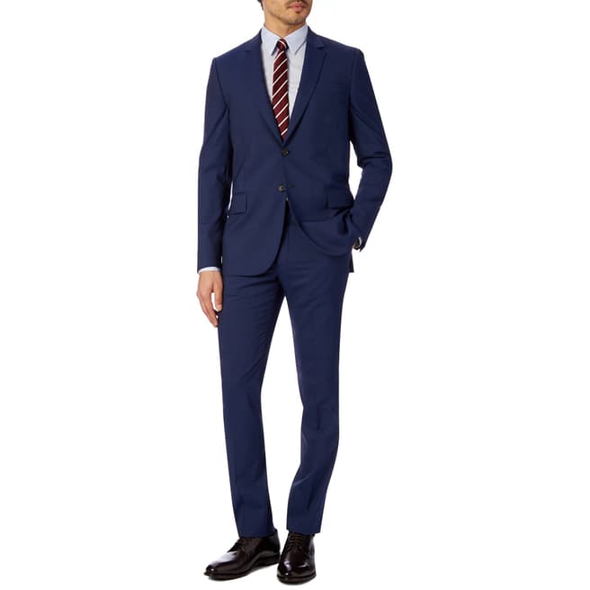 PAUL SMITH Bright Blue Wool Stretch Suit