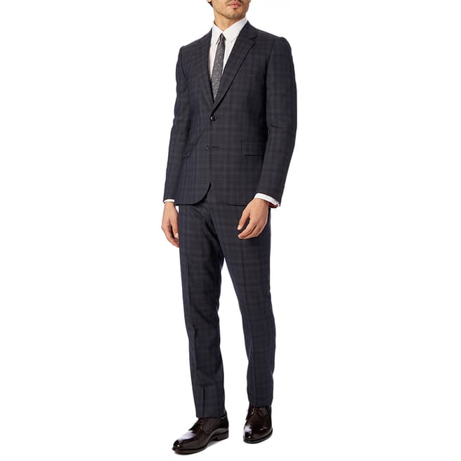 PAUL SMITH Navy Check Tailored Wool Suit