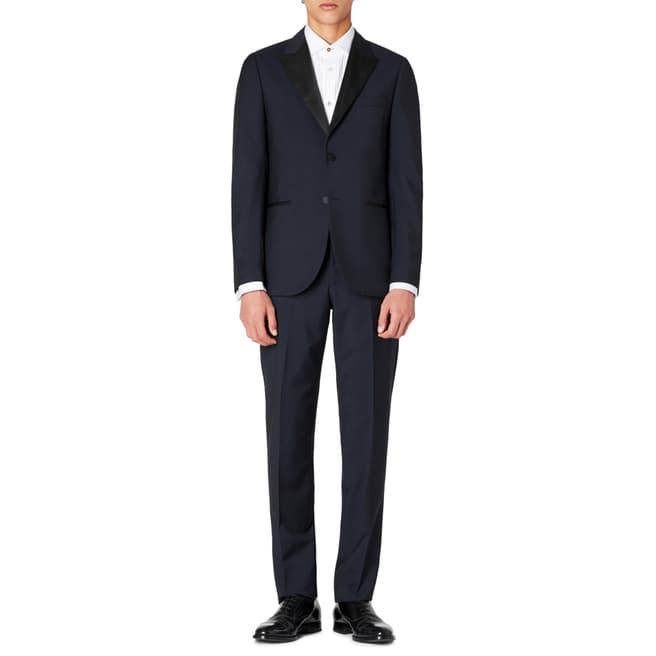 PAUL SMITH Navy Tailored Fit Wool Blend Evening Suit