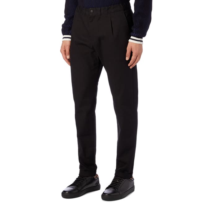PAUL SMITH Black Tapered Cotton Stretch Trousers