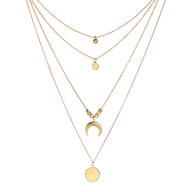 Chloe Collection by Liv Oliver 18K Gold Plated Multi Strand Layer Disc Necklace