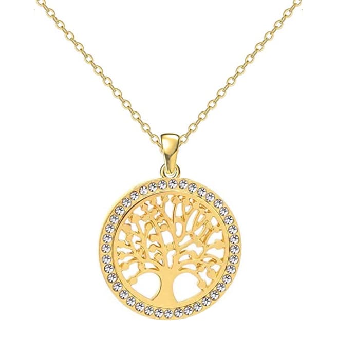 Liv Oliver 18K Gold Plated Tree Charm CZ Necklace