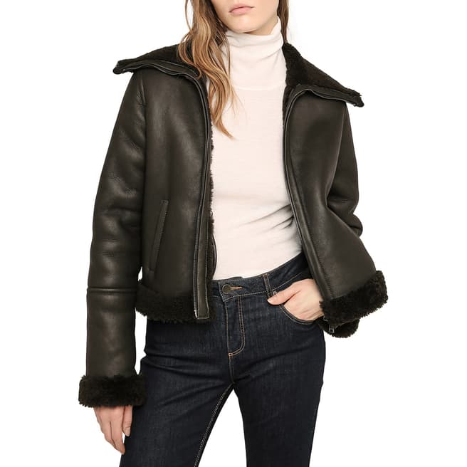 Gerard Darel Black Olinda Leather Jacket