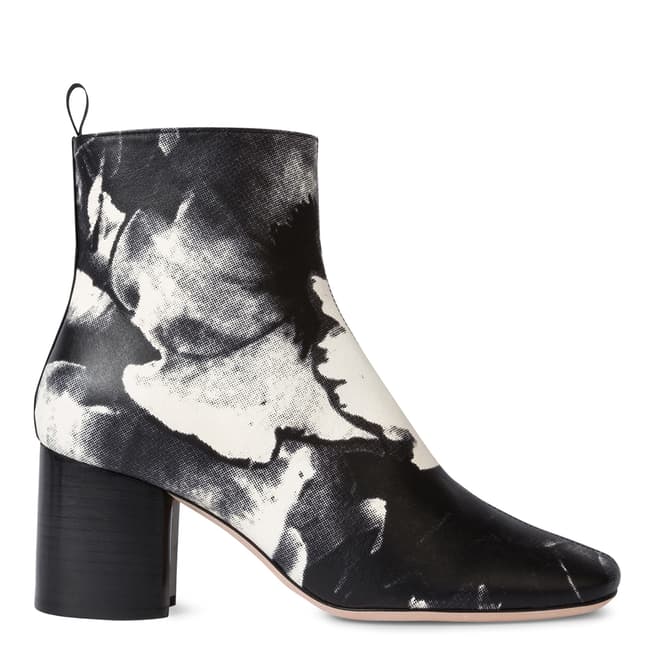 PAUL SMITH Black Rose Print Leather Heeled Boots