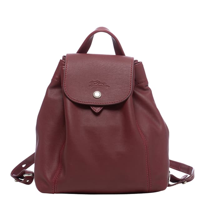 Longchamp Red Lacquer Le Pliage Cuir Backpack